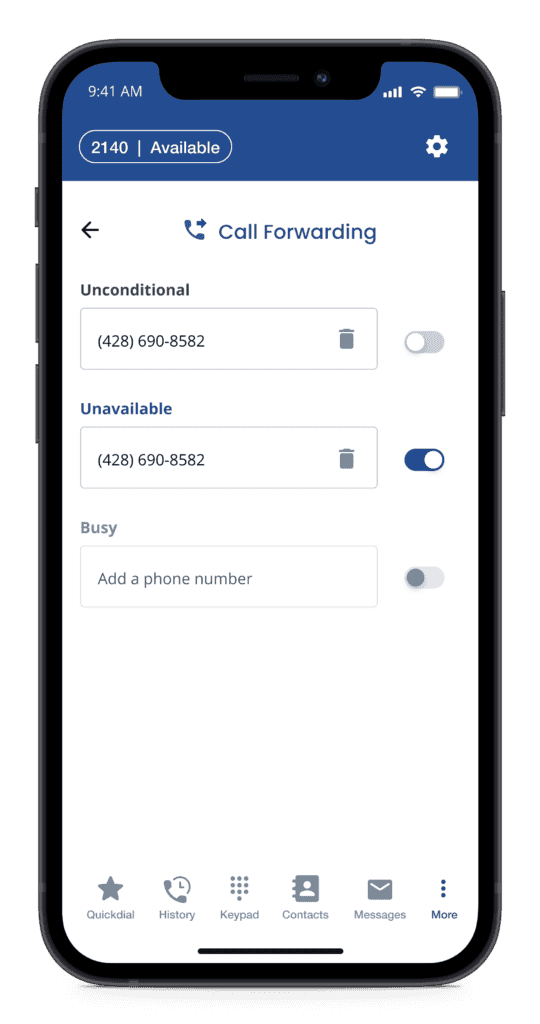 Sangoma Talk iOS Call Forwarding