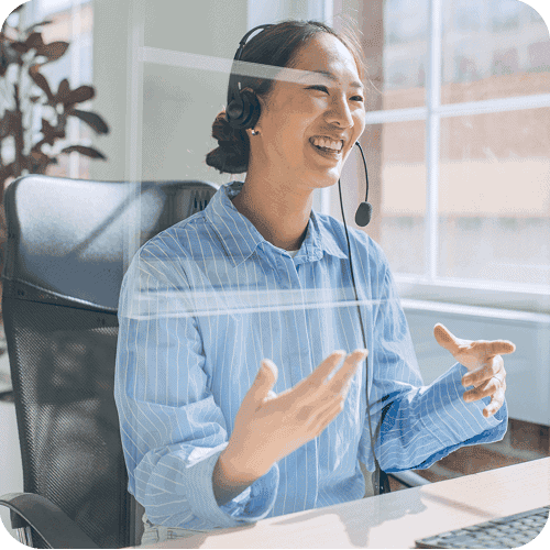 Women with headset